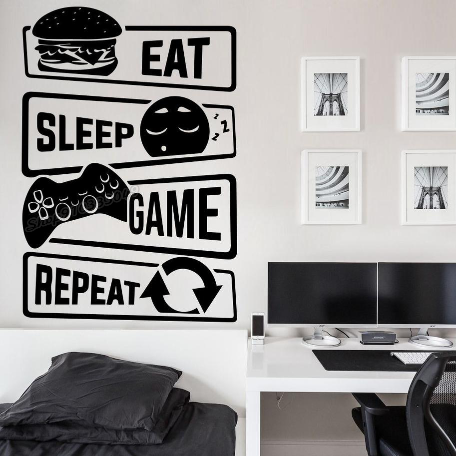 Gaming Accessories Wallpaper - Eat Sleep Gioco Ripeti Gamer Adesivi